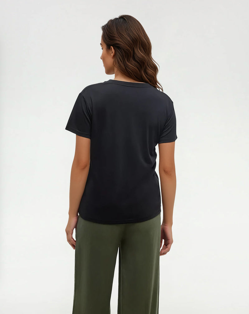 Black-Crew-Neck-Graphic-Shortsleeve-T-Shirt