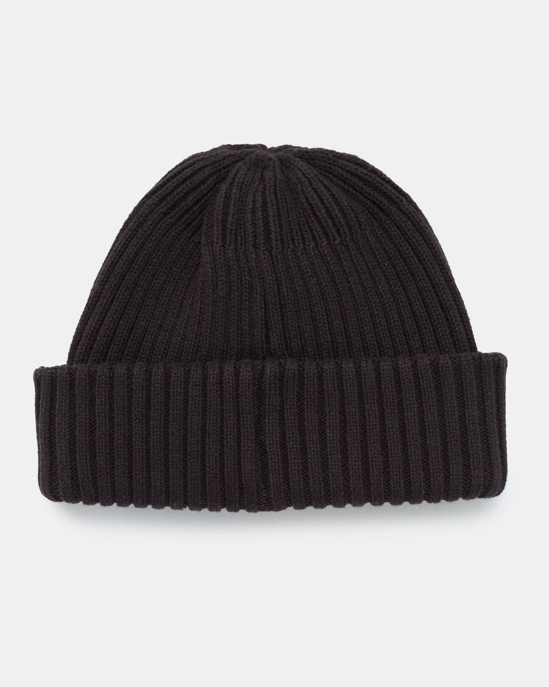 Black-Organic-Cotton-Ribbed-Short-Beanie