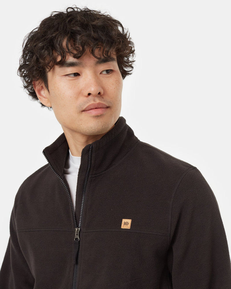 Black-Recycled-Polyester-Collared-Full-Zip-Sweater