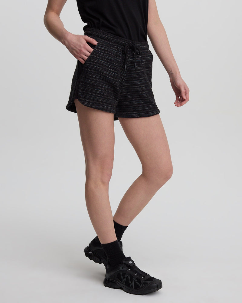 Black-Slub-Cotton-Drawstring-Shorts