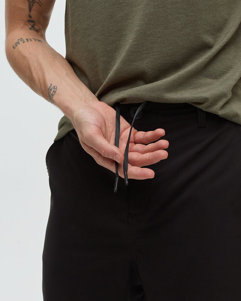 Black-Stretched-Poly-Twill-Mid-Rise-Short