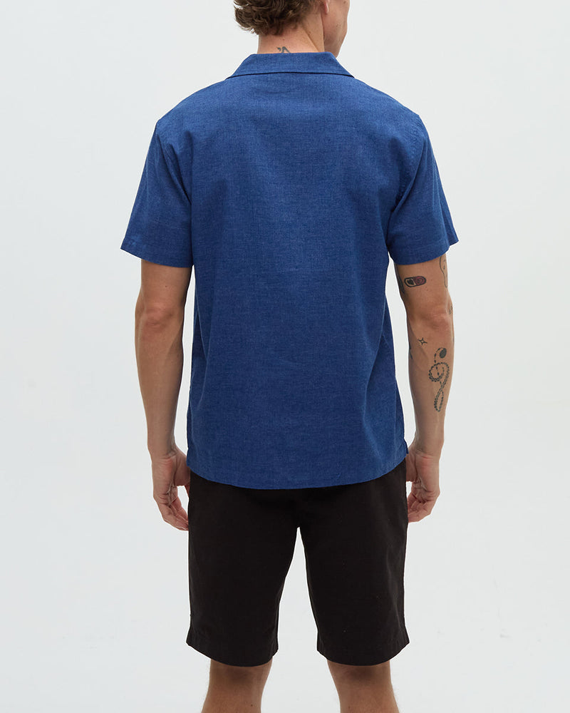 Blue-Shortsleeve-Button-Up-Pocket-Shirt