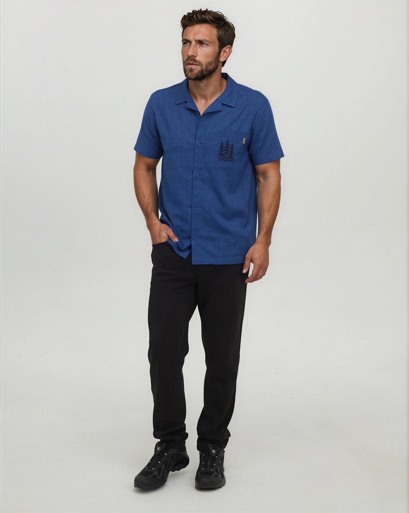 Blue-Shortsleeve-Button-Up-Pocket-Shirt