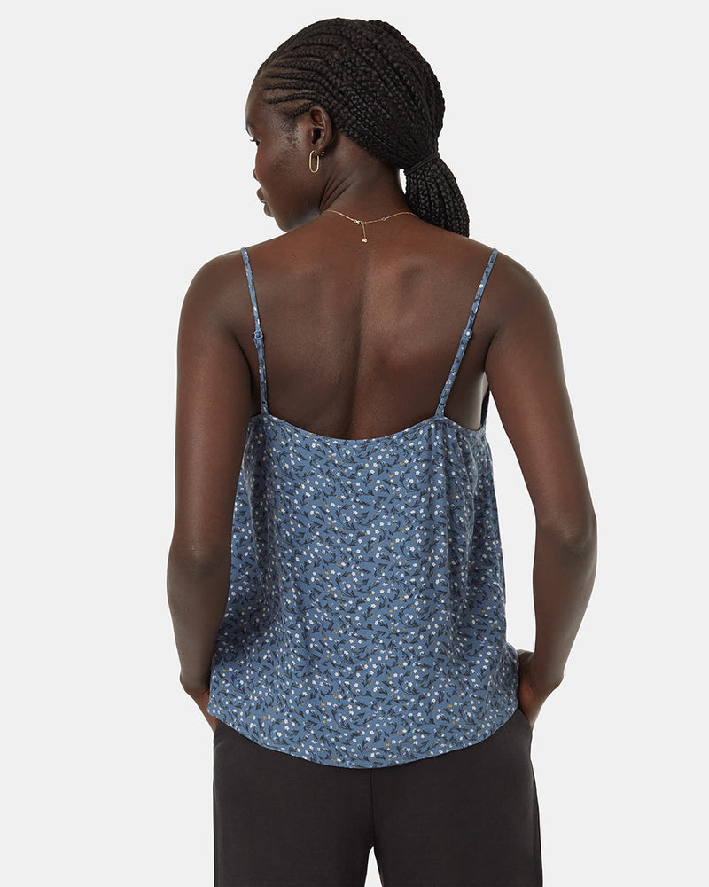 Blue-V-Neck-Sleeveless-Crepe-Tank-Top