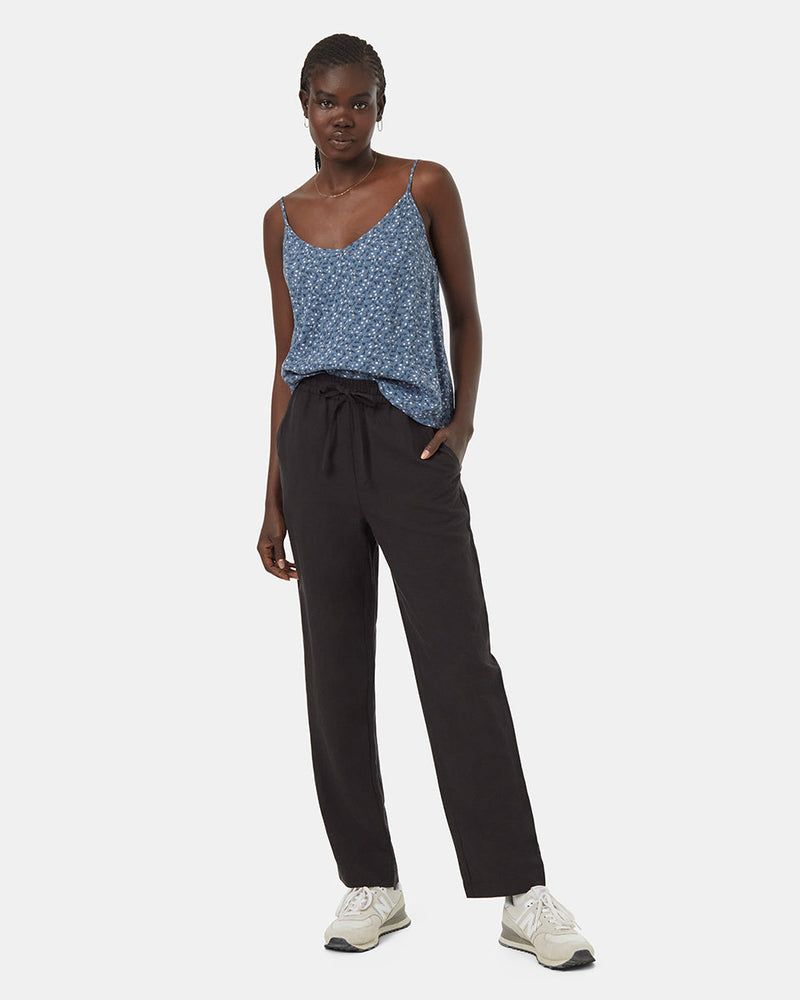 Blue-V-Neck-Sleeveless-Crepe-Tank-Top