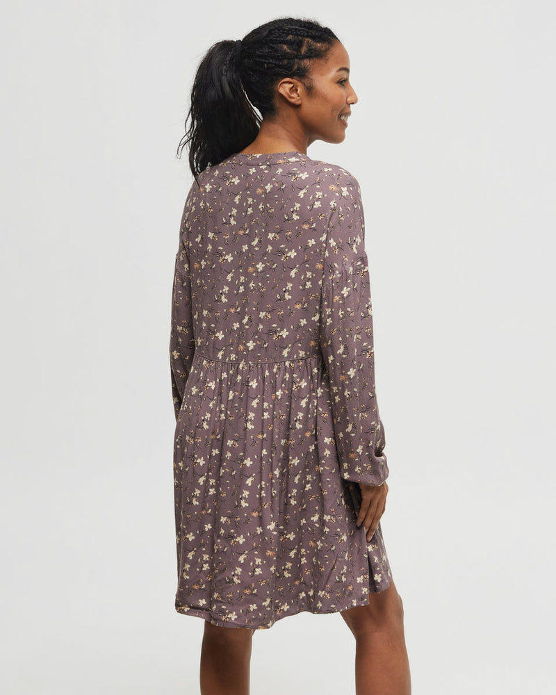 Brown-Crepe-Knee-Length-Long-Sleeve-Dress