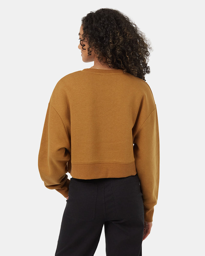 Brown-Crew-Neck-Oversized-Cropped-Sweatshirt