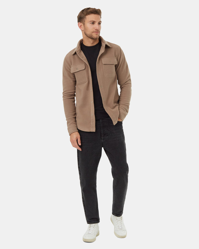 Brown-Recycled-Polyester-Longsleeve-Shirt-Jacket