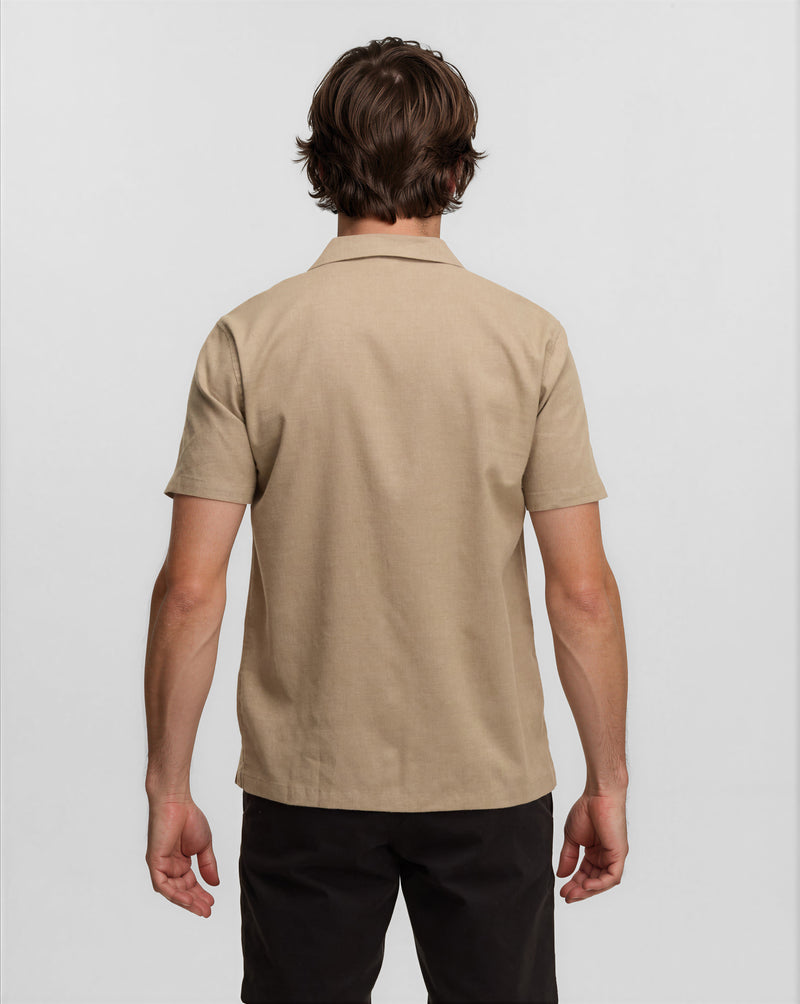 Brown-Shortsleeve-Button-Up-Pocket-Shirt