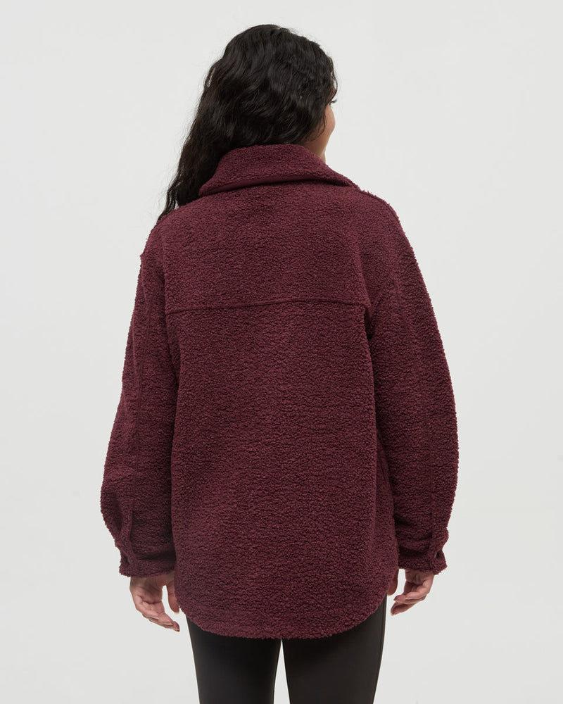 Burgundy-Boucle-Oversized-Fit-Fleece-Jacket
