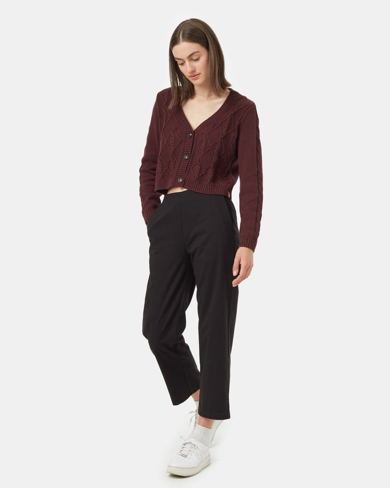 Burgundy-Organic-Cotton-V-Neck-Cropped-Cardigan
