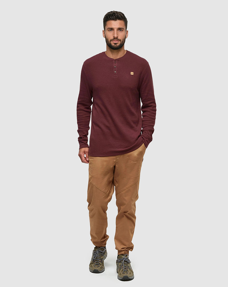 Burgundy-TreeWaffle-Henley-Longsleeve