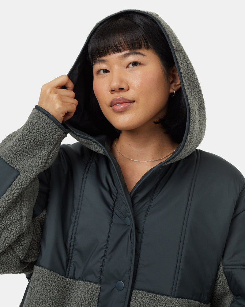 Green-Boucle-Oversized-Fit-Fleece-Hoodie