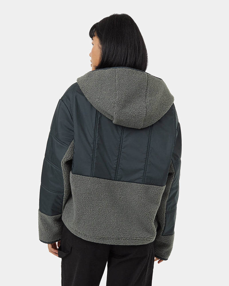 Green-Boucle-Oversized-Fit-Fleece-Hoodie