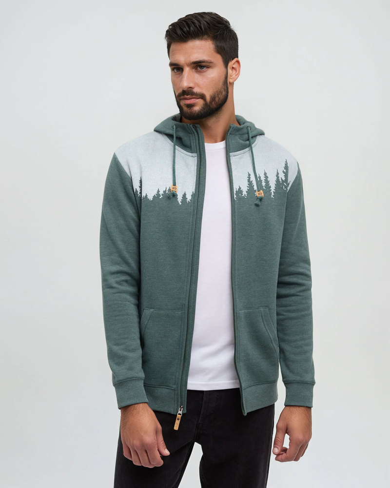 Green-Heather-Fleece-Set-In-Zip-Hoodie