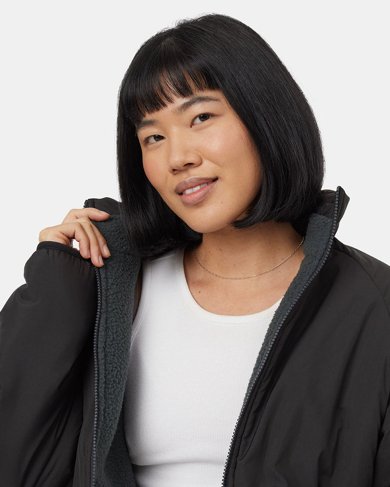 Green-Mock-Neck-Oversized-Fit-Fleece-Zip-Up