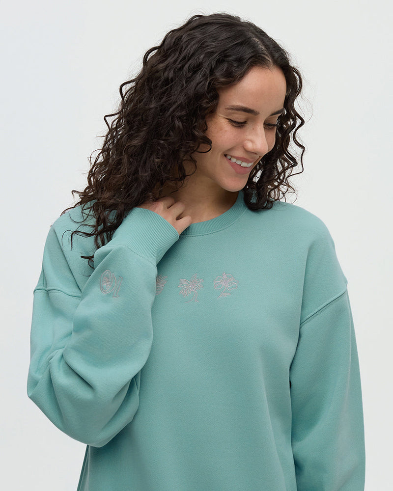 Green-Relaxed-Graphic-Crew-Neck-Sweatshirt