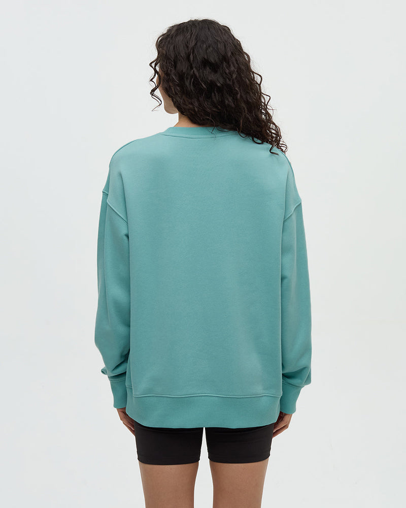 Green-Relaxed-Graphic-Crew-Neck-Sweatshirt