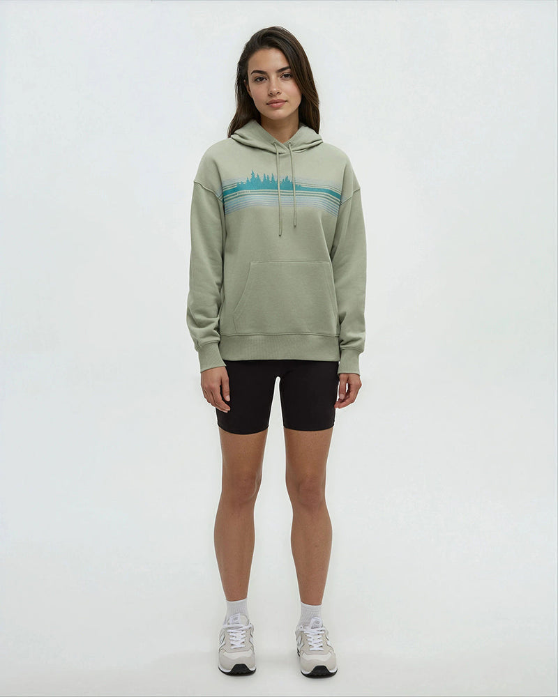 Green-Relaxed-Graphic-Hoodie