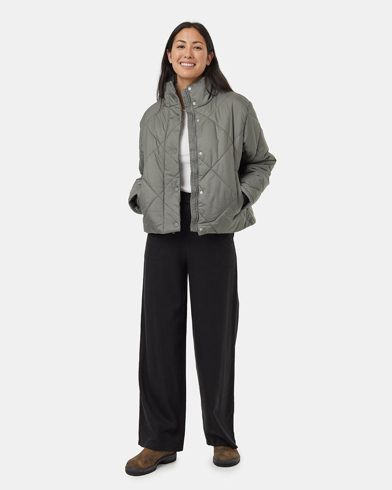 Green-Water-Repellent-Quilted-Mock-Neck-Puffer-Jacket
