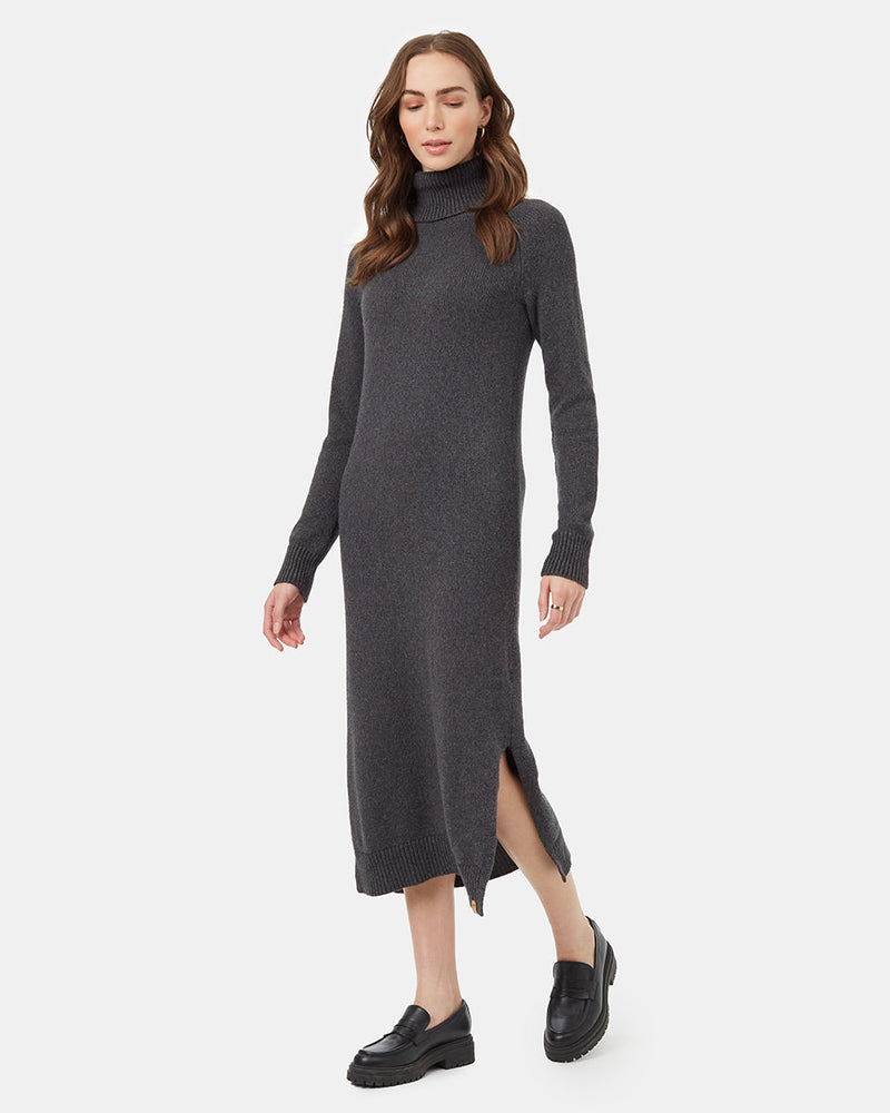Grey-Organic-Cotton-Turtleneck-Maxi-Dress