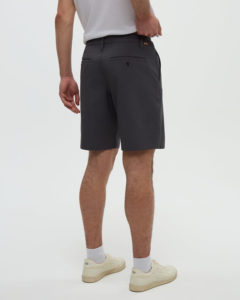 Grey-Tech-Stretch-Regular-Mid-Rise-Short