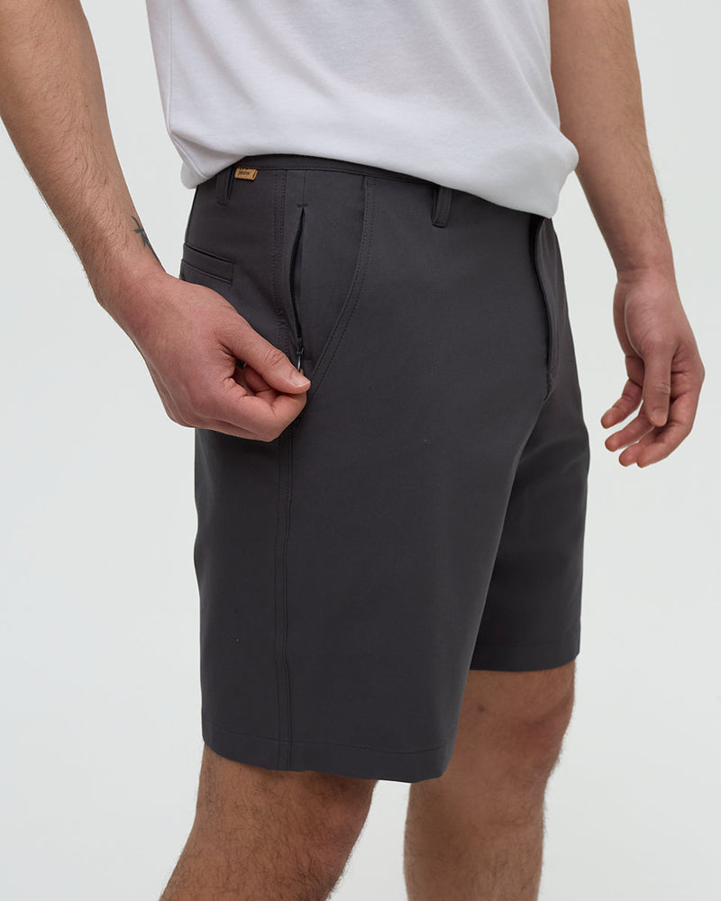 Grey-Tech-Stretch-Regular-Mid-Rise-Short