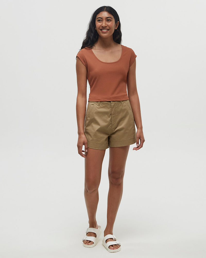 Orange-Quick-dry-Slim-Fit-Crop-T-Shirt