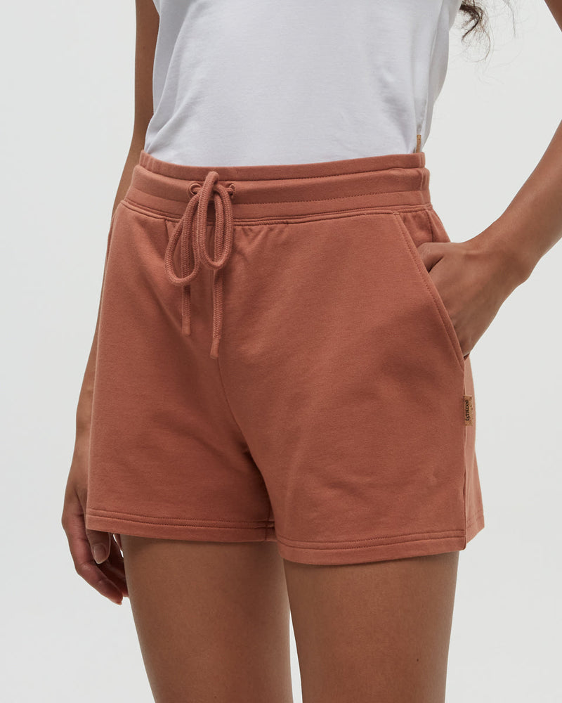 Orange-Stretchy-Mid-Rise-Shorts