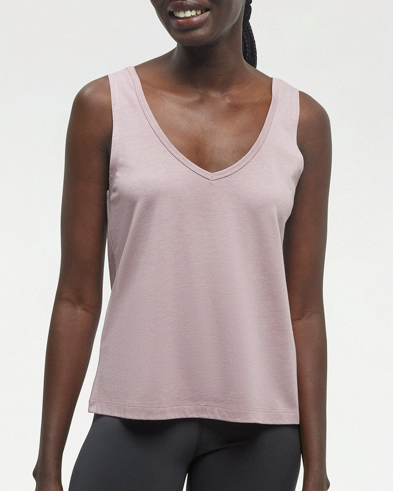 Pink-Double-V-Neck-Regular-Fit-Tank-Top