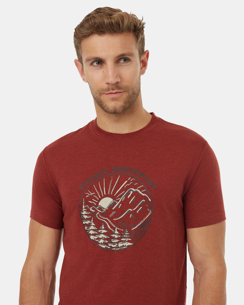 Red-Crew-Neck-Short-Sleeve-Graphic-T-Shirt
