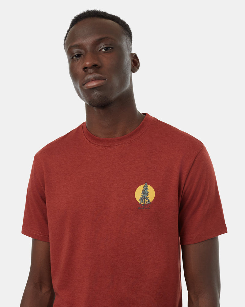 Red-Crew-Neck-Short-Sleeve-Graphic-T-Shirt