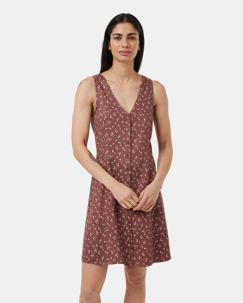 Red-V-Neck-Buttoned-Knee-Length-Tank-Dress