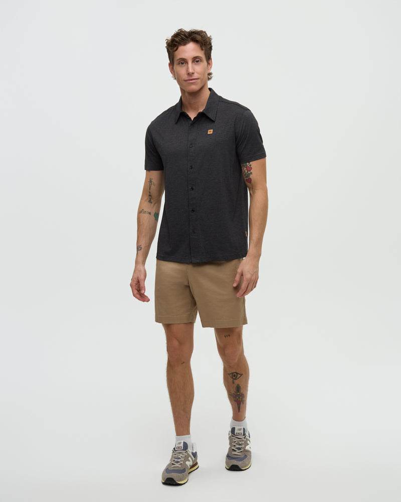 Black-TreeBlend Shortsleeve Button Shirt