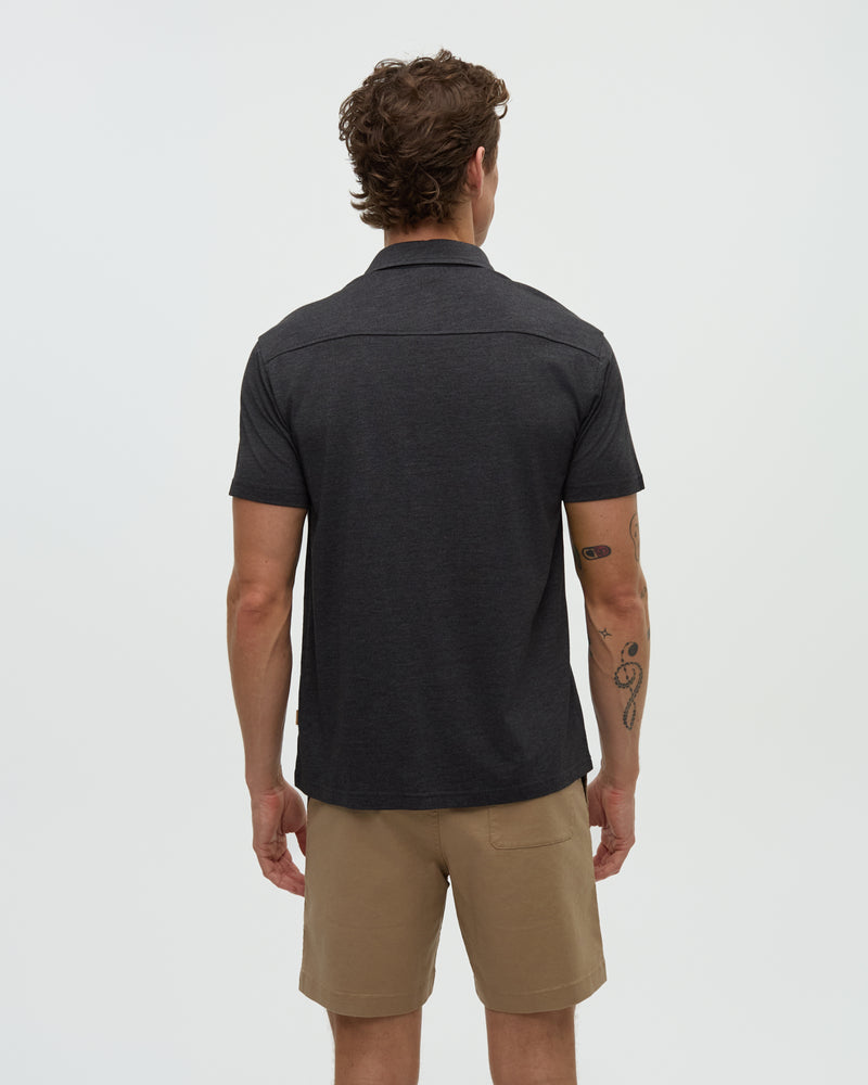 Black-TreeBlend Shortsleeve Button Shirt