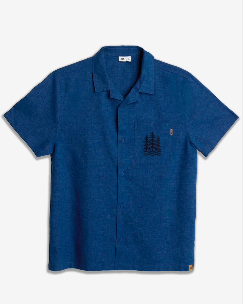 Blue-Shortsleeve-Button-Up-Pocket-Shirt