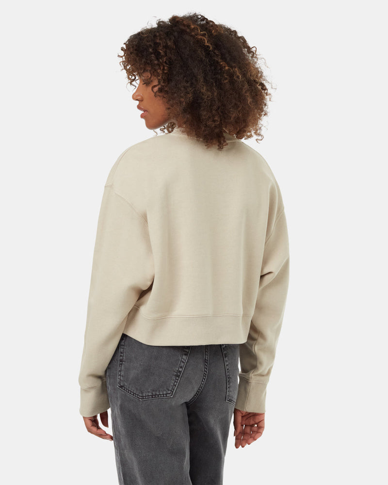 Oatmeal-Organic-Cotton-Crew-Neck-Oversized-Cropped-Sweatshirt