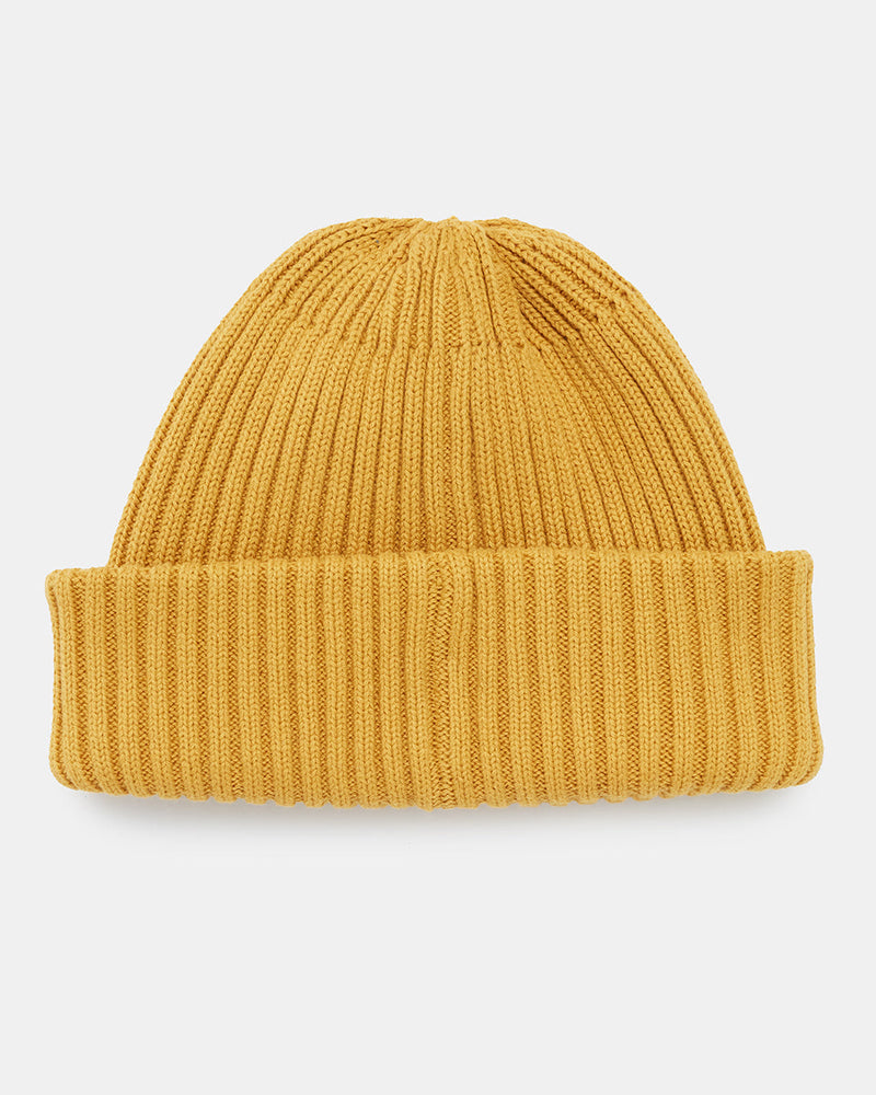 Yellow-Organic-Cotton-Ribbed-Short-Beanie