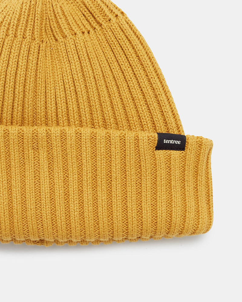 Yellow-Organic-Cotton-Ribbed-Short-Beanie
