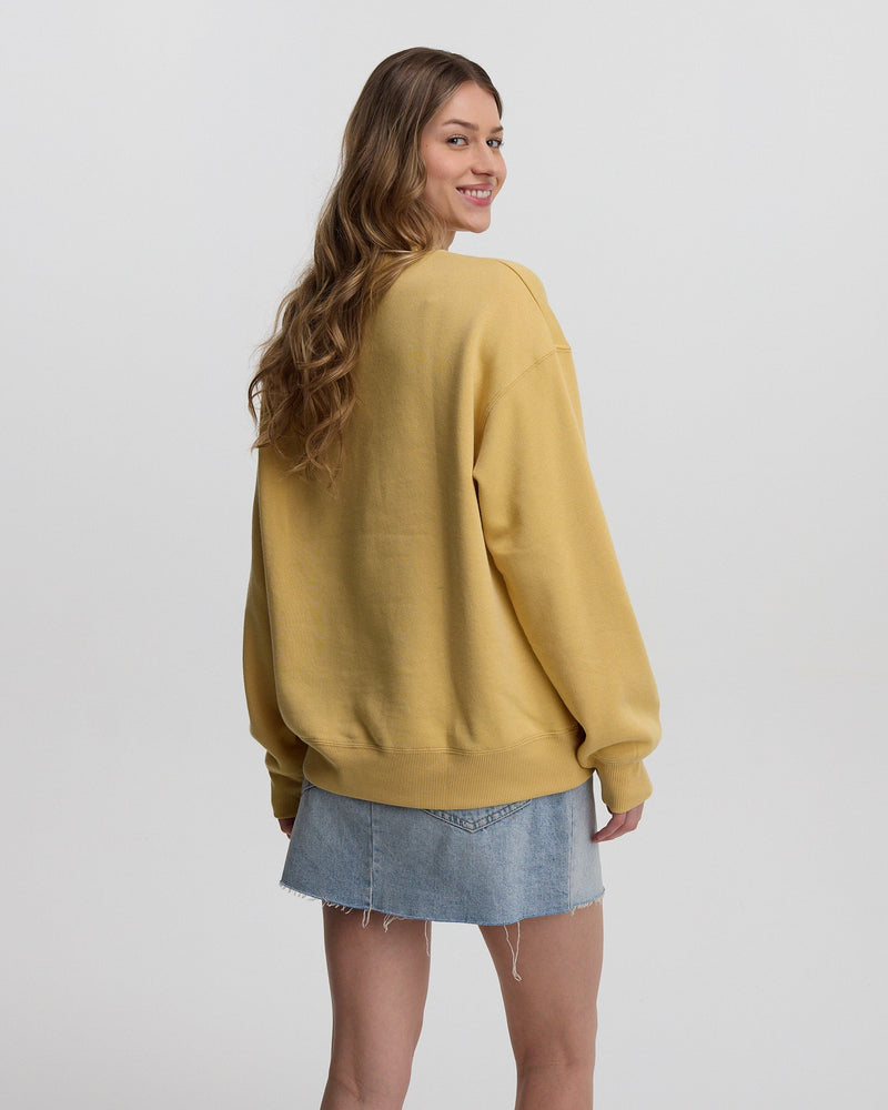 Yellow-Relaxed-Graphic-Crew-Neck-Sweatshirt