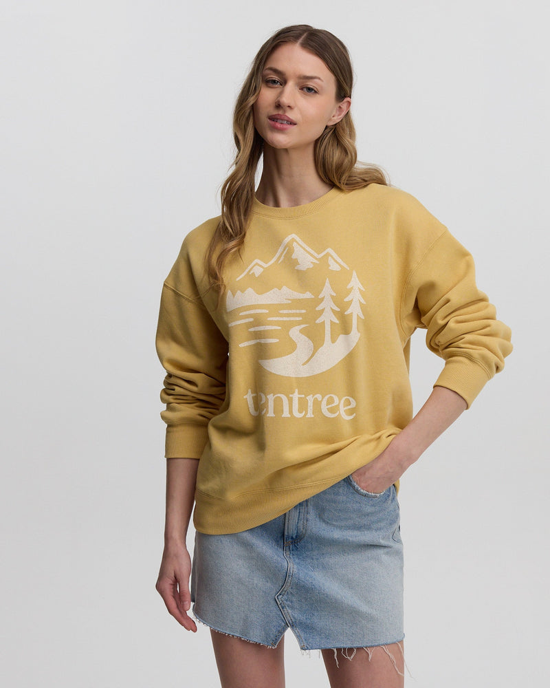 Yellow-Relaxed-Graphic-Crew-Neck-Sweatshirt
