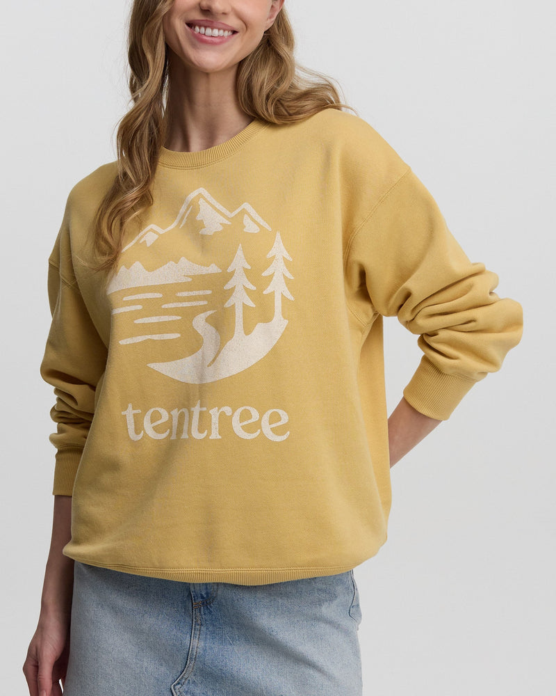 Yellow-Relaxed-Graphic-Crew-Neck-Sweatshirt
