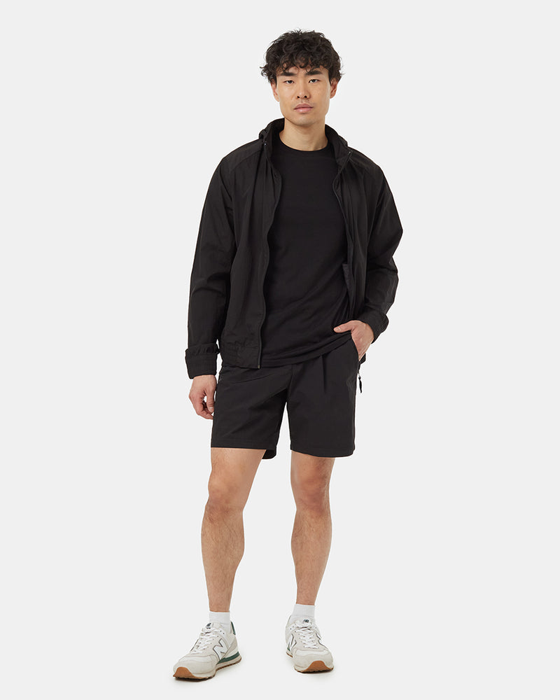 Black-Recycled-Nylon-Adjustable-Shorts