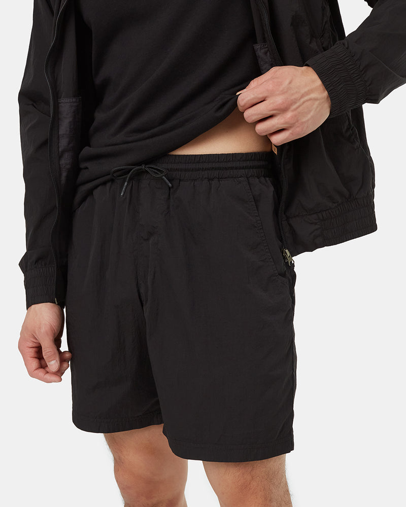 Black-Recycled-Nylon-Adjustable-Shorts