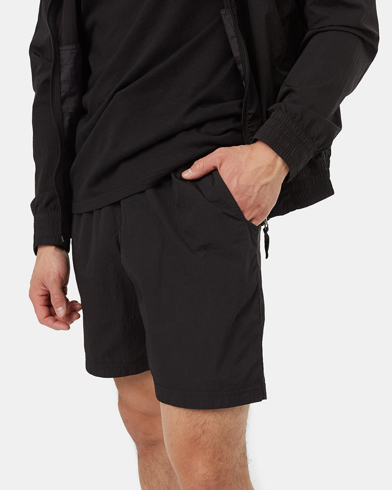 Black-Recycled-Nylon-Adjustable-Shorts