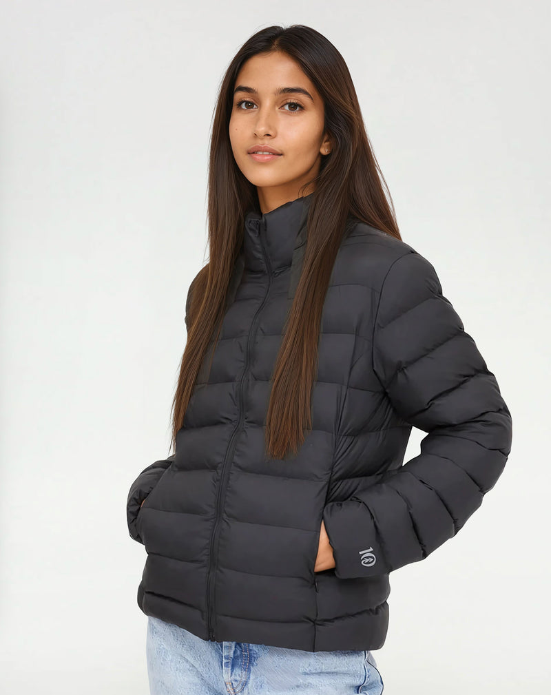 Black Women's Water Resistant Puffer Jacket