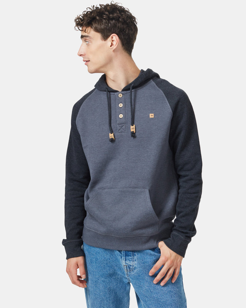 Black,Gray Organic Cotton Button Hoodie