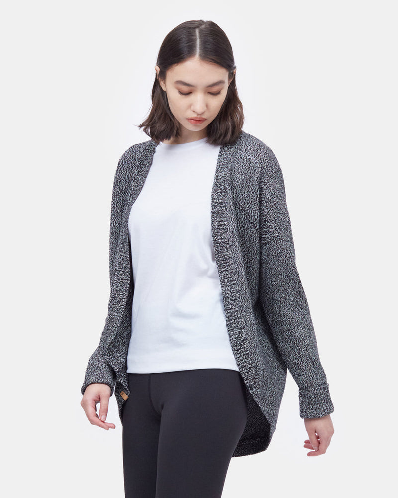 Black,White Women's Organic Cotton Knit Cardigan