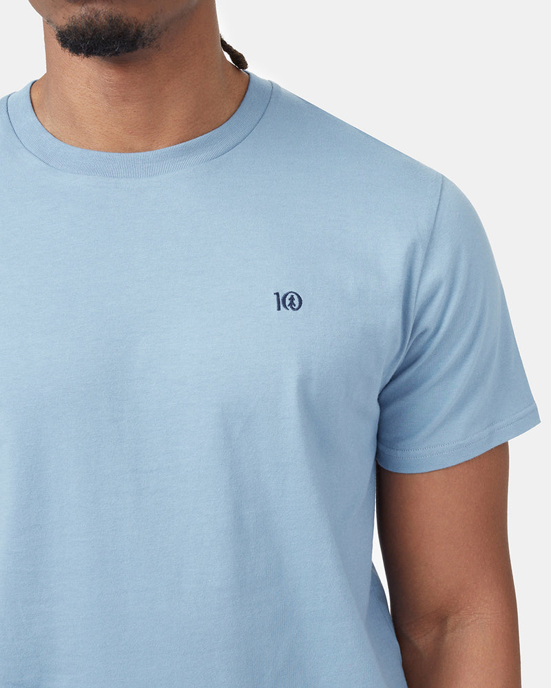 Blue Men's Embroidery Short Sleeve T-Shirt