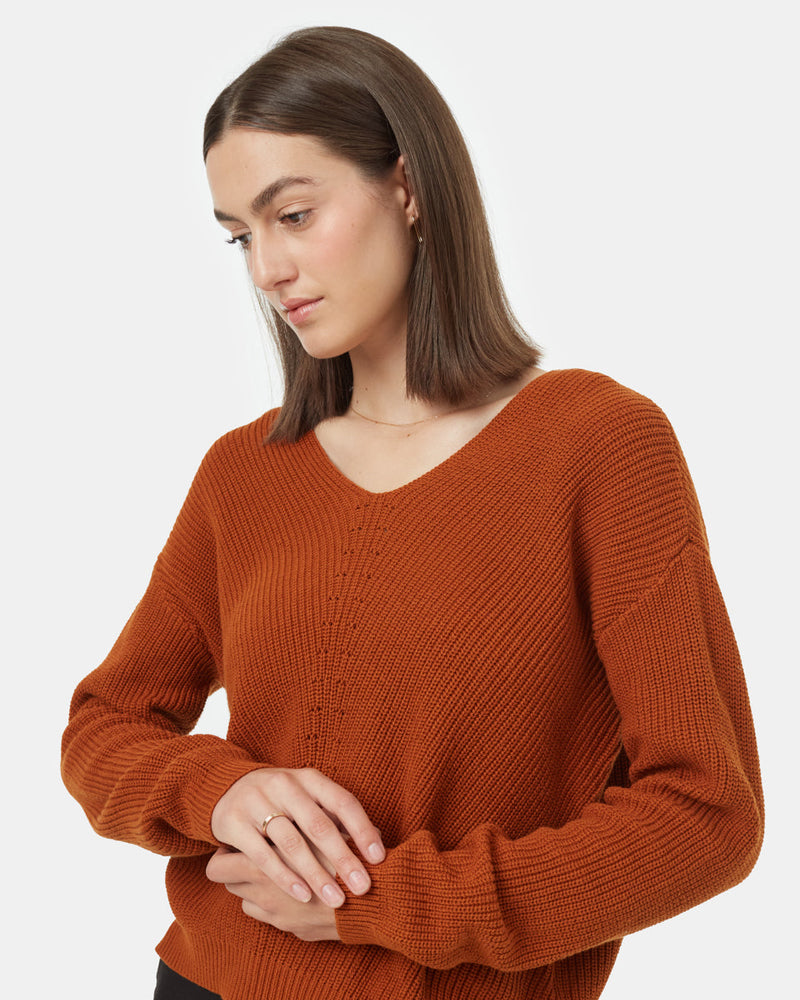 Brown-Women_s-Organic-Cotton-V-Neck-Jumper